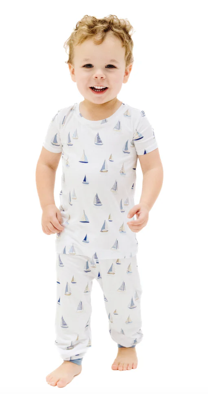 Angel Dear Sailboats Loungewear on model