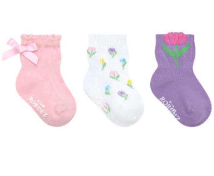 baby socks tulip garden