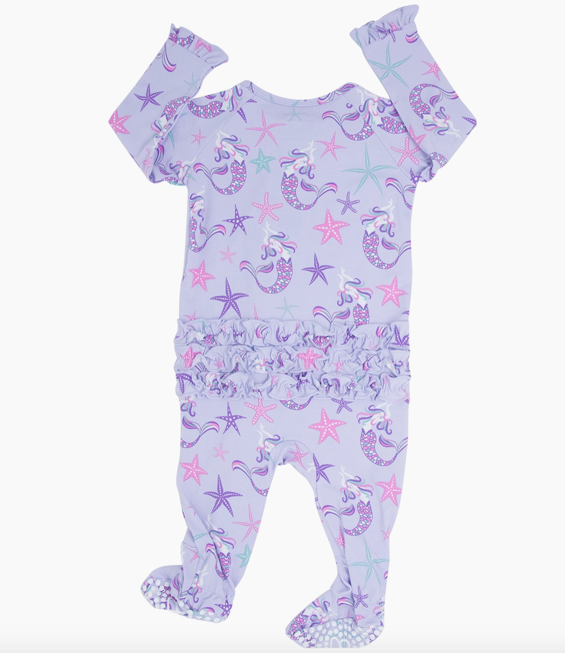 Back of Mermaid Ruffle Footie Bamboo Sleepwear