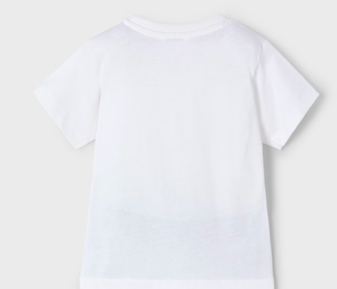 Plain white t-shirt on a light gray background