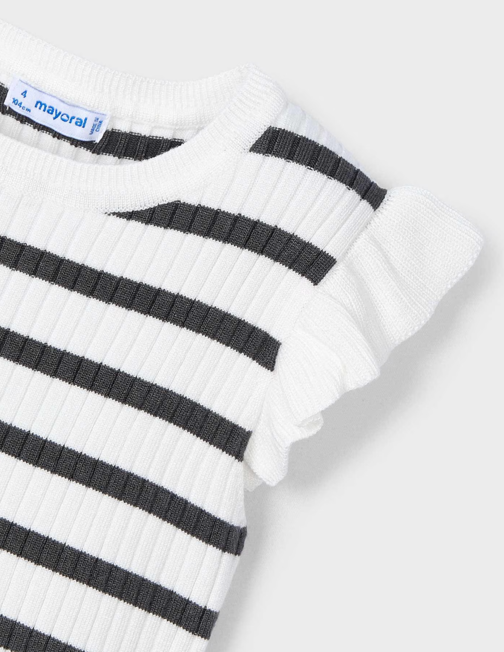 black and white striped ribbed top