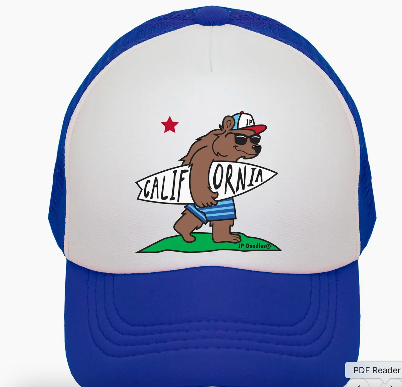 Blue Trucker hat with bear and Laguna Beach
