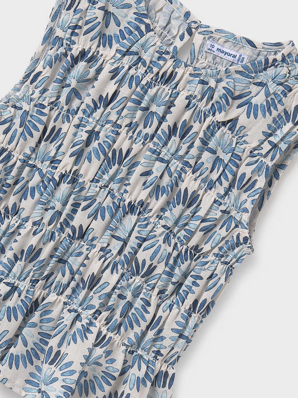 Blue and white floral blouse