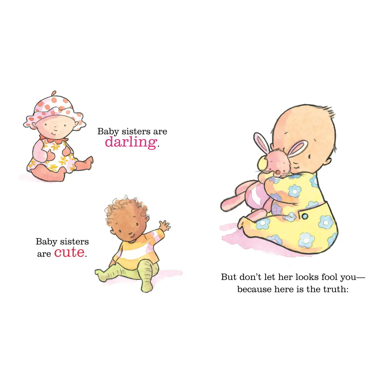 Illustrations of babies with text on a white background
