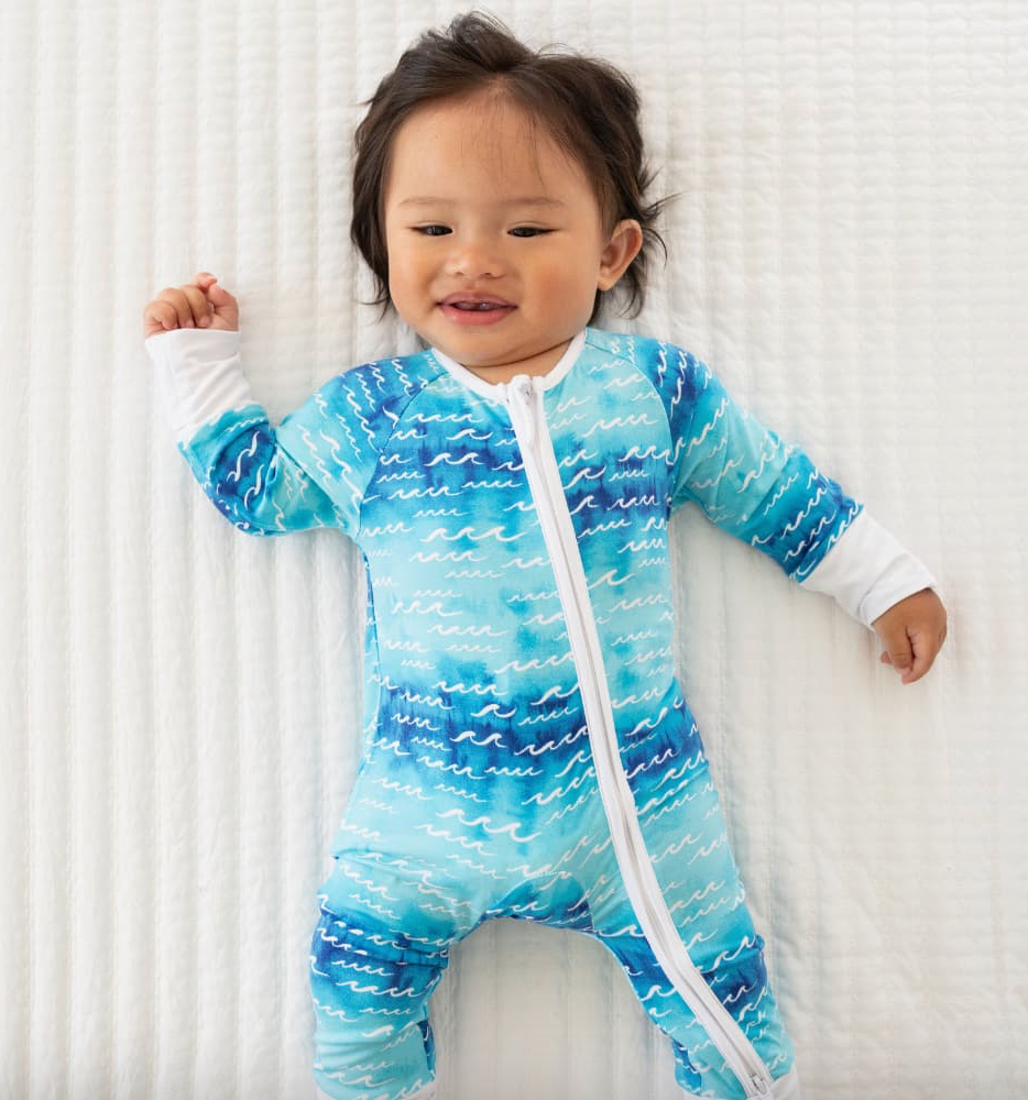 Cute baby wearing Coco Moon Nalu Bamboo Pyjamas