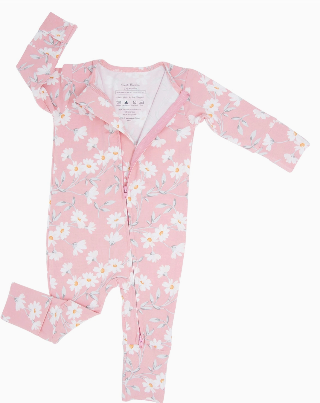 Double zippered sweet bamboo convertible romper daisies