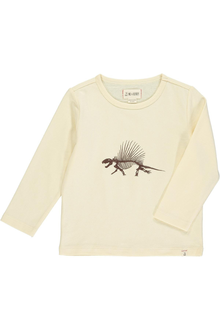Natural Me & Henry long sleeved shirt with dinosaur.