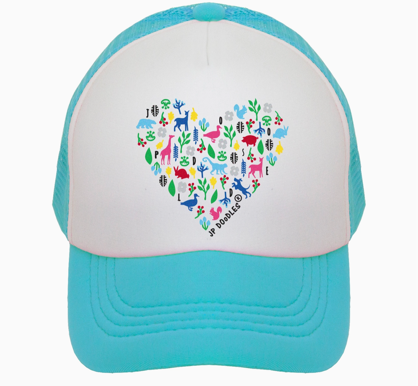 JP Doodles blue heart laguna beach hat