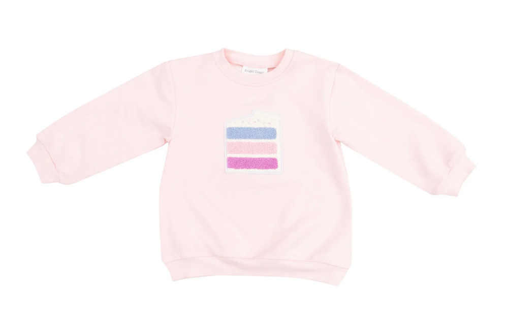 Light pink sweatshirt with piece of cake