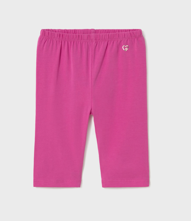 Mayoral pink 3/4 length pants with a logo on a light gray background
