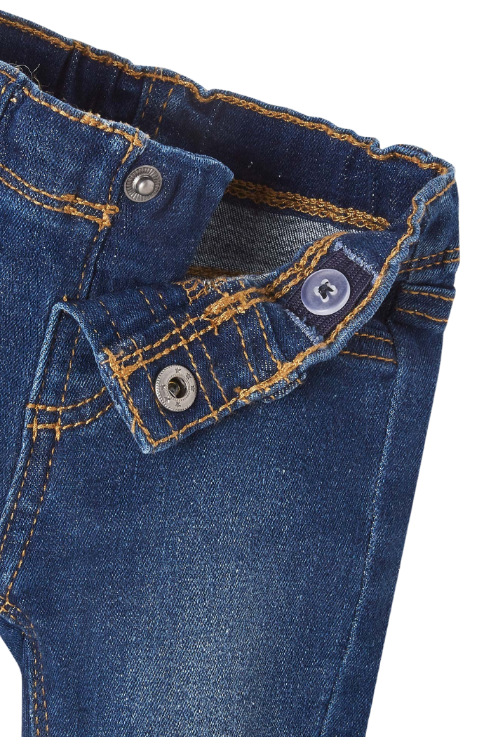 Close up of the front of Mayoral Arlo baby jeans.
