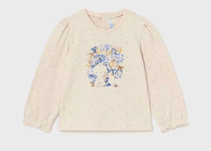 Mayoral beige polka dotted long sleeve t-shrt