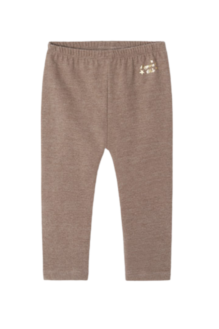 A pair of brown Mayoral soft leggings front view.