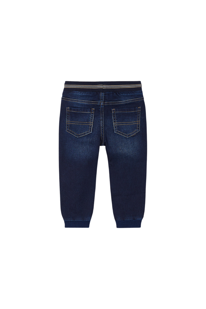 Back view of the Mayoral blue denim jogger with elastic waistband
