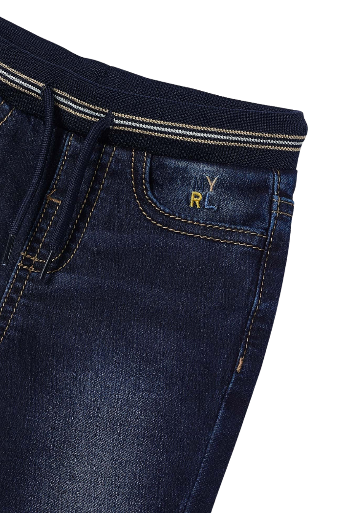 Close up of Mayoral denim jogger