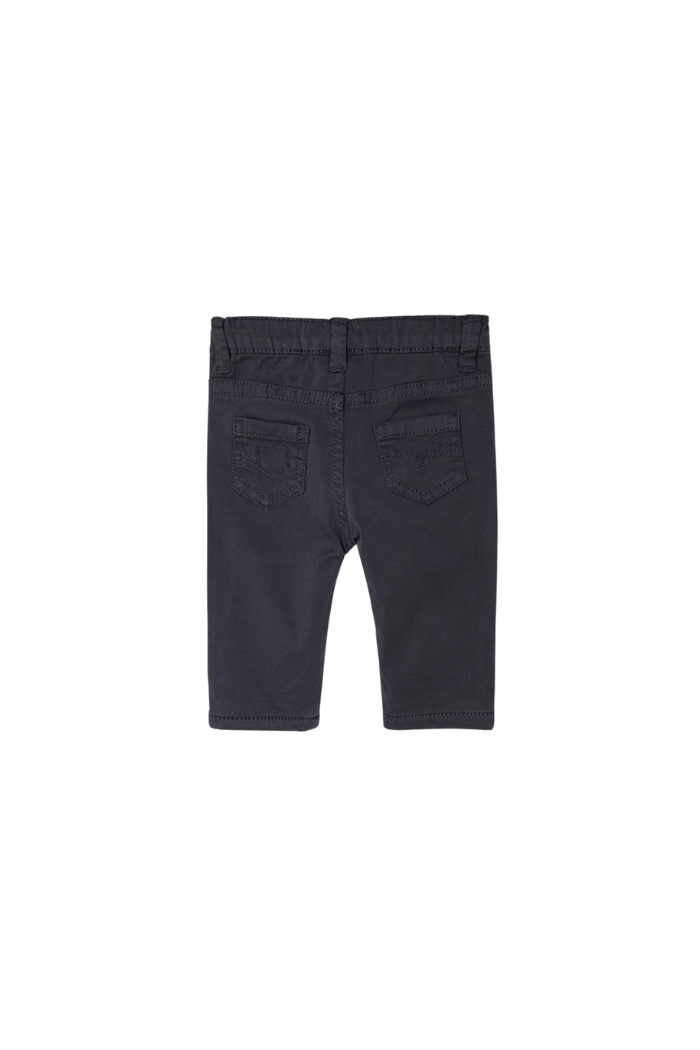 Back side view of Mayoral newborn twill pants in black