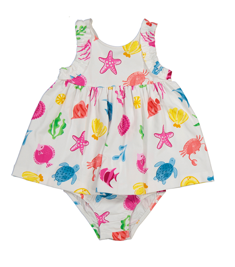 Mayoral Ocean Print Baby Girl Dress