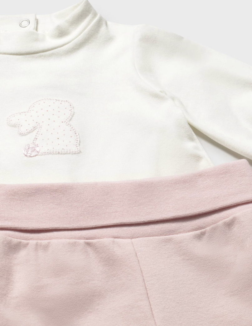 Mayoral white mock neck with pink pants