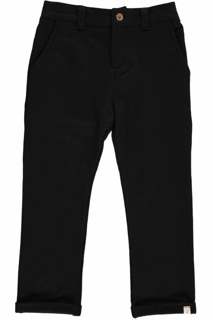 Me & Henry pair of black soft jersey baby pants with an elastic waistband.