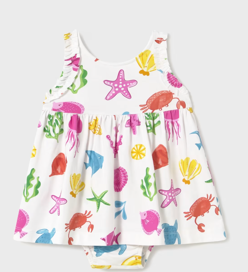 Ocean Inspired Baby girl dress with bloomers
