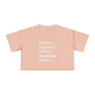 Pink crop top with text 'Moms Against White Baseball Pants'