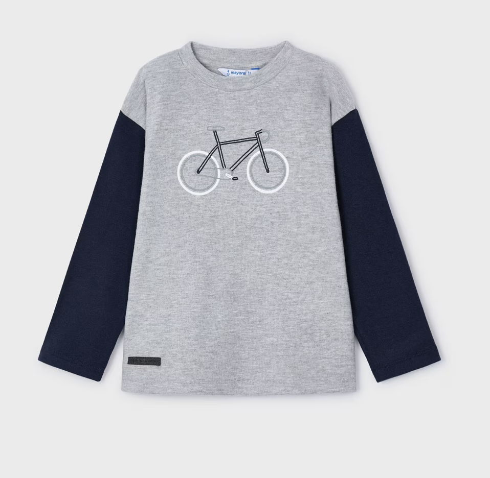 super soft long sleeve t-shirt navy and grey