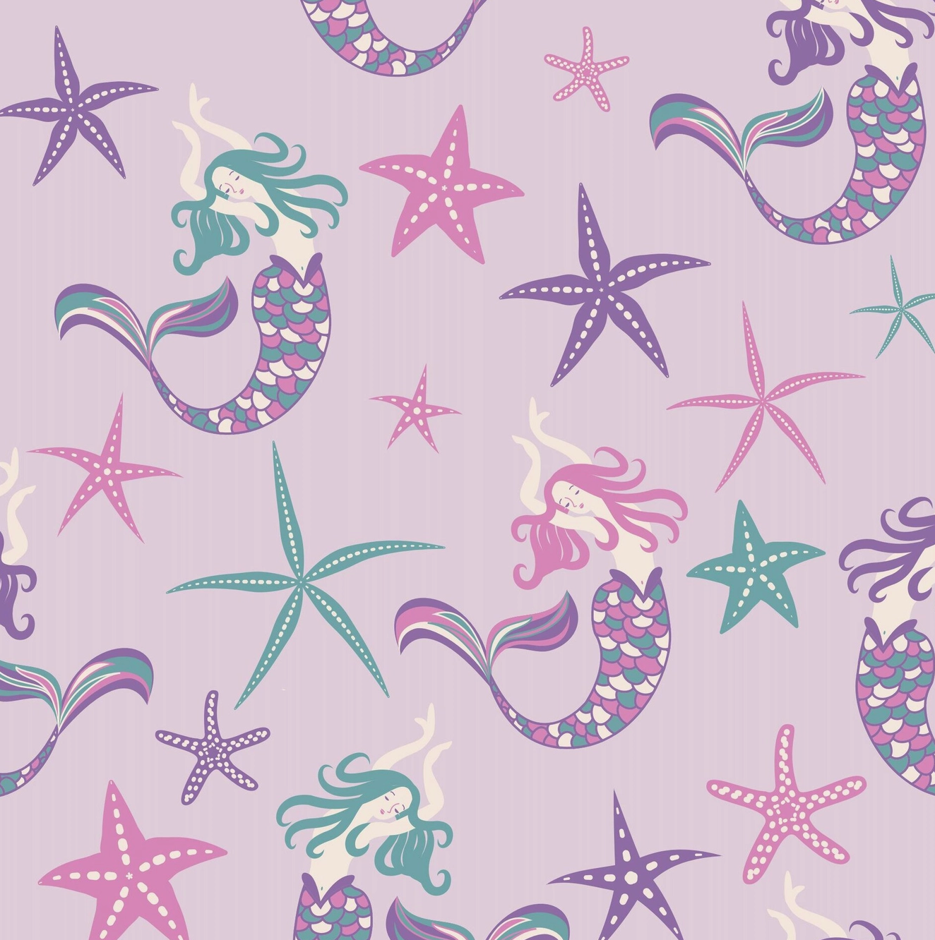 Sweet Bamboo Purple Mermaid Print