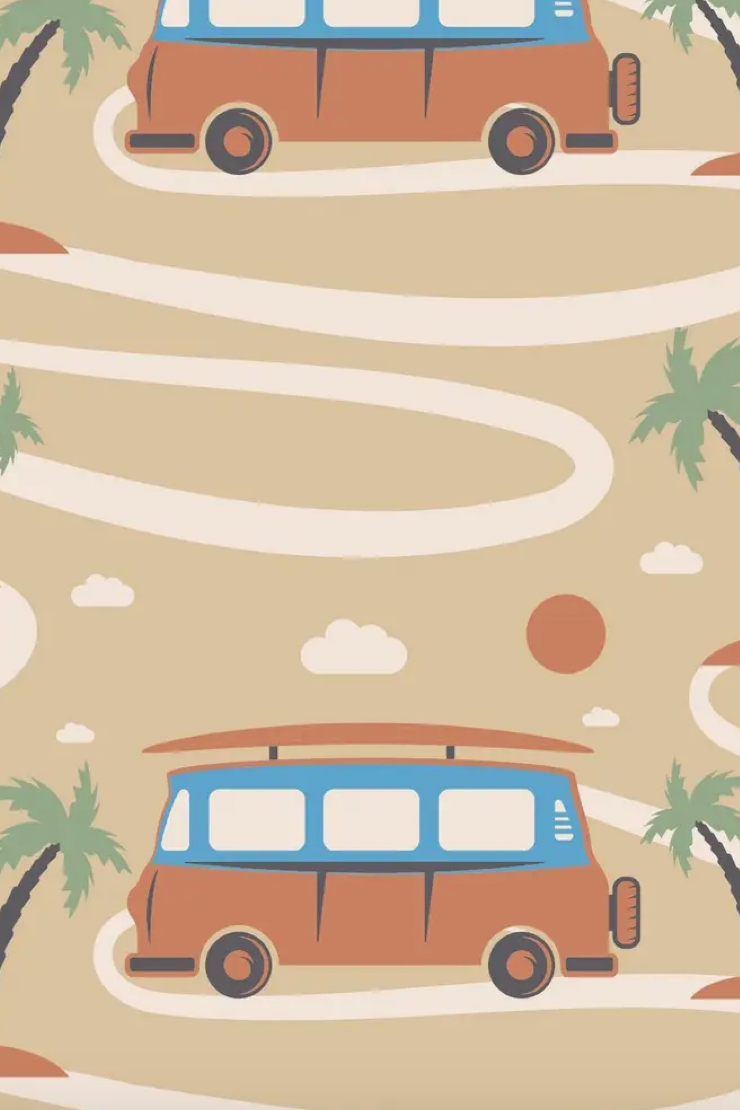 Sweet Bamboo Surf Van Print