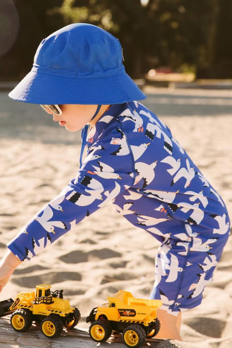 blue toddler hat with wide brim