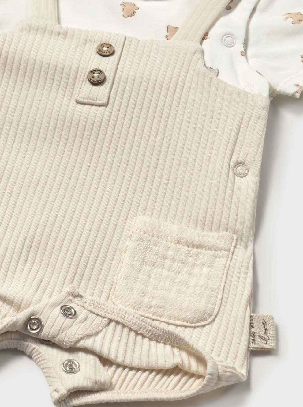 up close ribbing and bunny pattern one piece overall