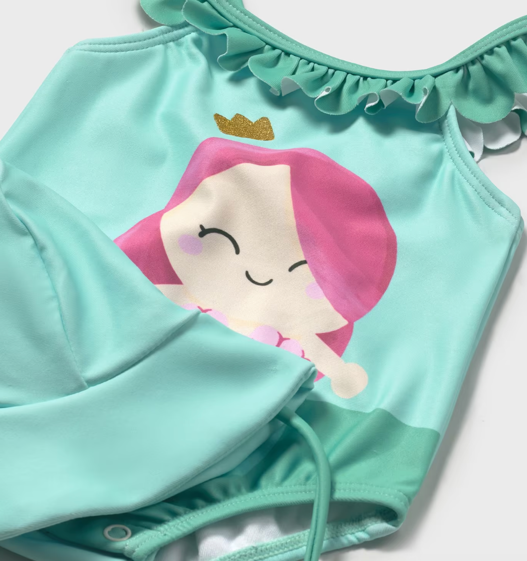 Close up of mermaid bathing suit