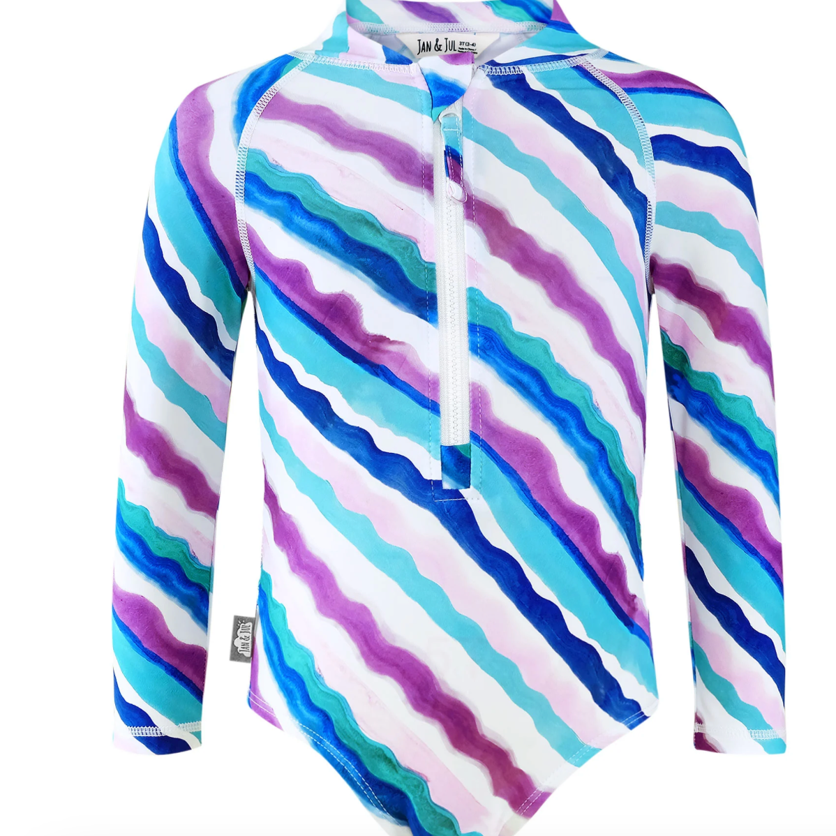 striped one piece swimsuit with sleeves