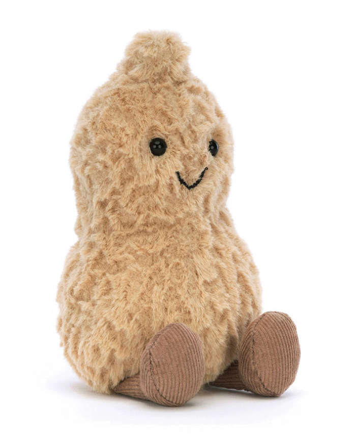Peanut Jellycat plush toy shaped like a brownie on a white background