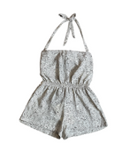 Black and white patterned halter romper 