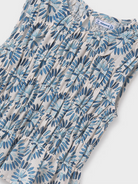 Blue and white floral blouse