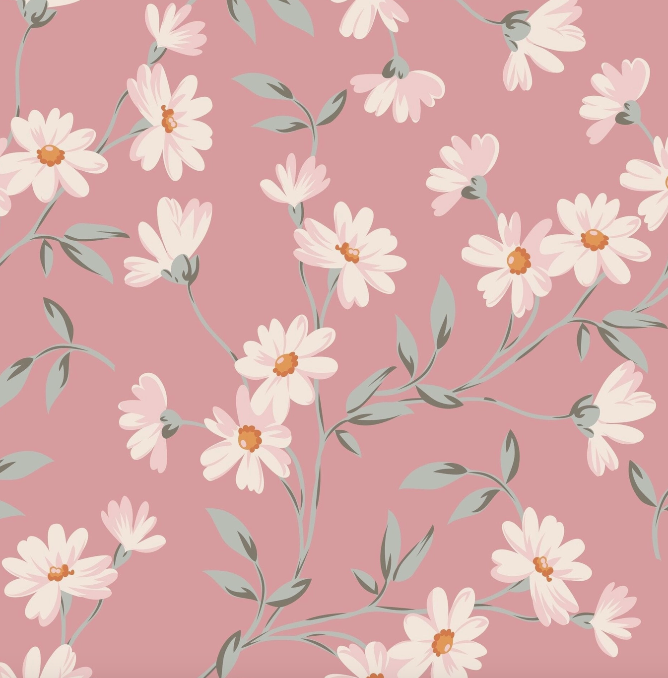 White daisy pattern with pink background