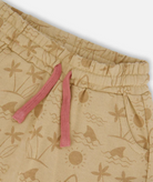 Sand colored shorts with print