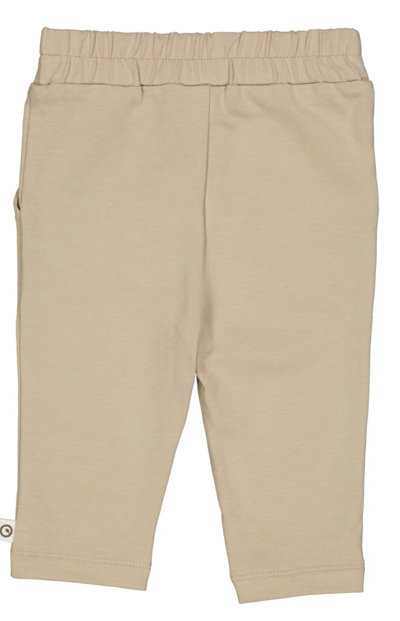 Backside view of Green Cotton Group Beige chino pants on a white background
