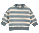 Green Cotton Group blue and beige striped sweater on a white background