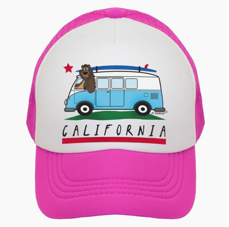 Girls Pink hat with VW van and Laguna Beach