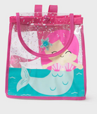 Front view of Mayoral transparent mermaid beach bag