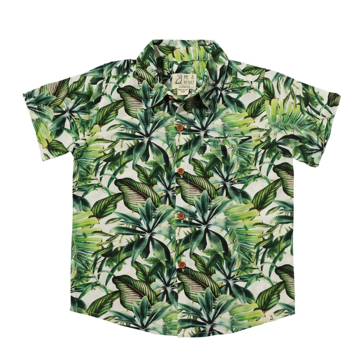 Beige & green Hawaii shirt for babies