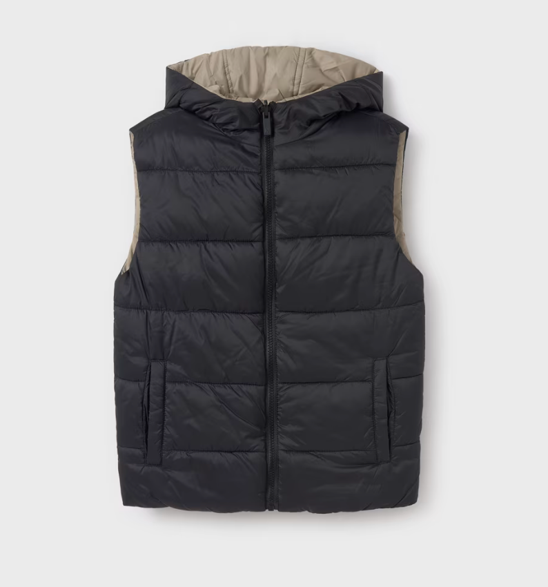 Older boys black and beige puffer vest