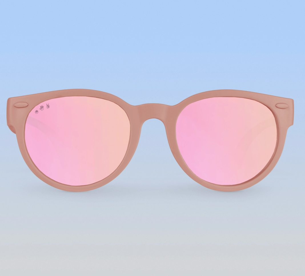 Ro Sham bo round sunglasses blush pink baby polarized with pink mirror