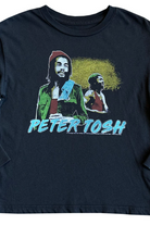 Rowdy Sprouts black long sleeve tee with a graphic print of Peter Tosh in the center.