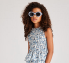 Smocked blue and white blouse for girls