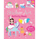 Unicorn Magic Sticker Art Activity Book with stickers and activities on a pink background