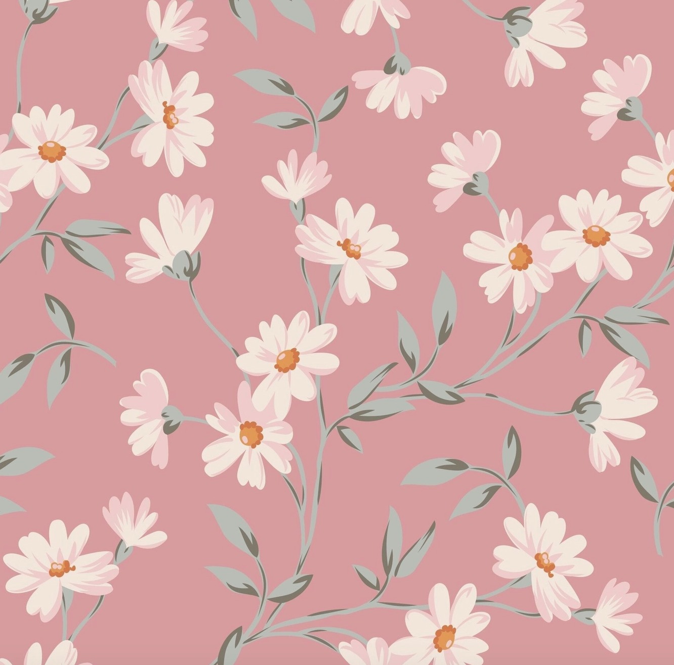 Up close sweet bamboo daisies fabric 