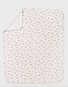 Unfolded animal print swaddle blanket in white