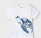 White t-shirt with a turtle graphic 